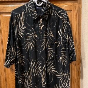 Mens Black Bamboo Print Dress Shirt Size XL